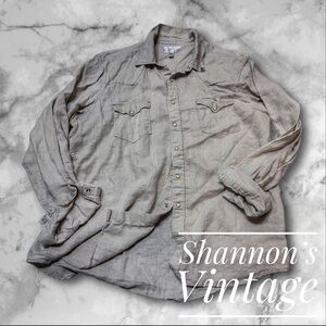 Ryan Michael Men’s Sz XXL 100% Linen Long sleeve Pearl Snap Shirt A39